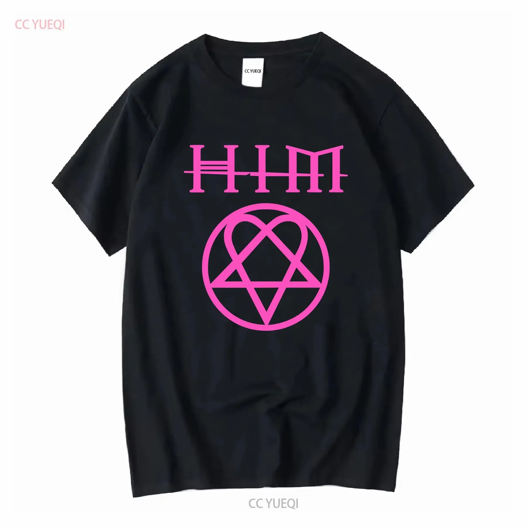 HIM Heartagram Sa majesté infernal groupe t-shirt hommes L Goth métal vintage lavé décontracté vêtements de créateur graphique unisexe
