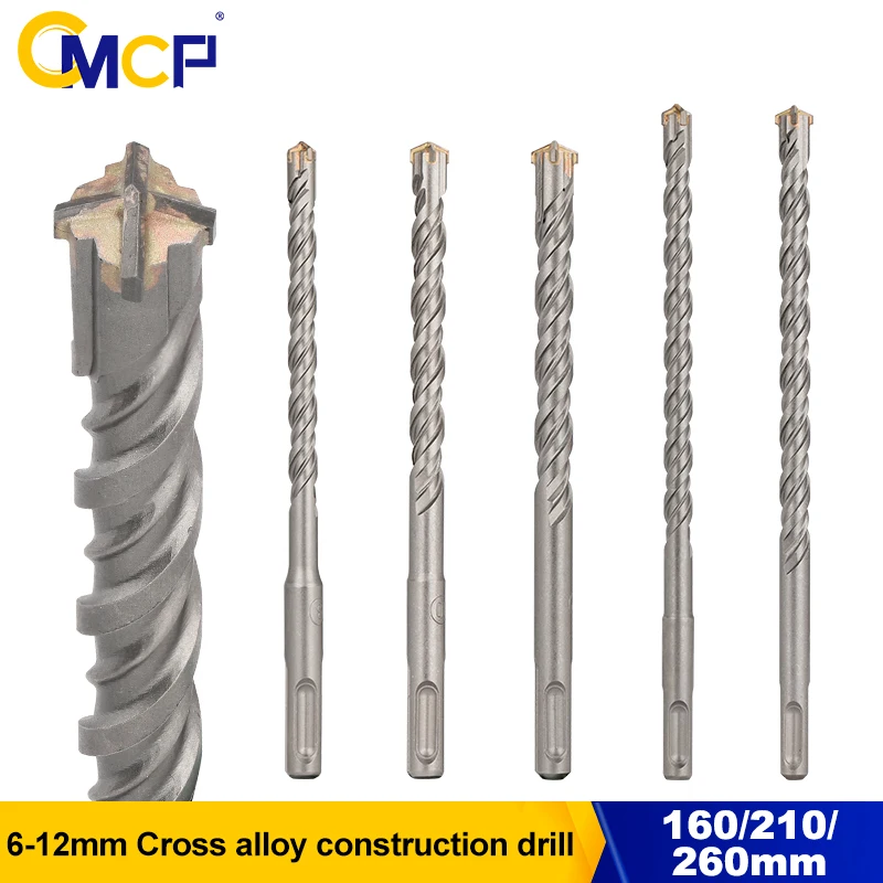 CMCP Concrete SDS Plus Bit Cross Cutter Head Double Auger Hammer 160/210/260mm Wall Brick Block Electric Hammer Masonry Bit