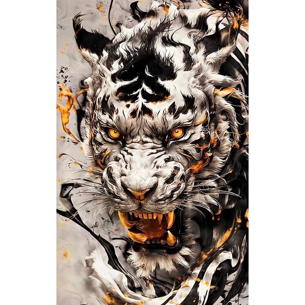 

500/1000/1200/2000 PCS Jigsaw Puzzles Fierce Tiger Animal Family Activity Games for Gameroom Bedroom Home Decor Gift