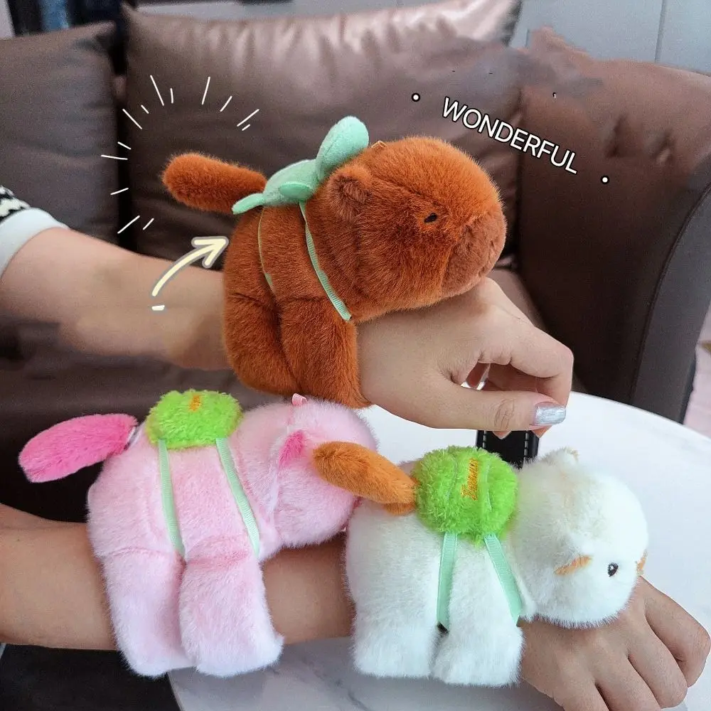 New Capybara Clap Circle Toys Slap Snap Wrap Wristband Bracelet Capybara Plush Hand Ring Fun Pop Circles Kids Christmas Gift