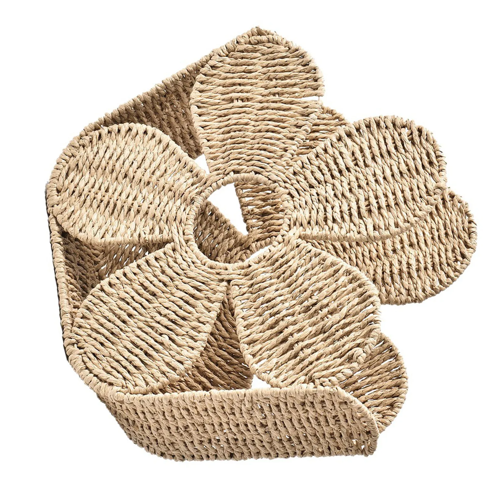 Desktop Woven Basket Floral Design Decorative Magazine Holder Organizer for Office Bedroom Living Room Magazine Storage Basket