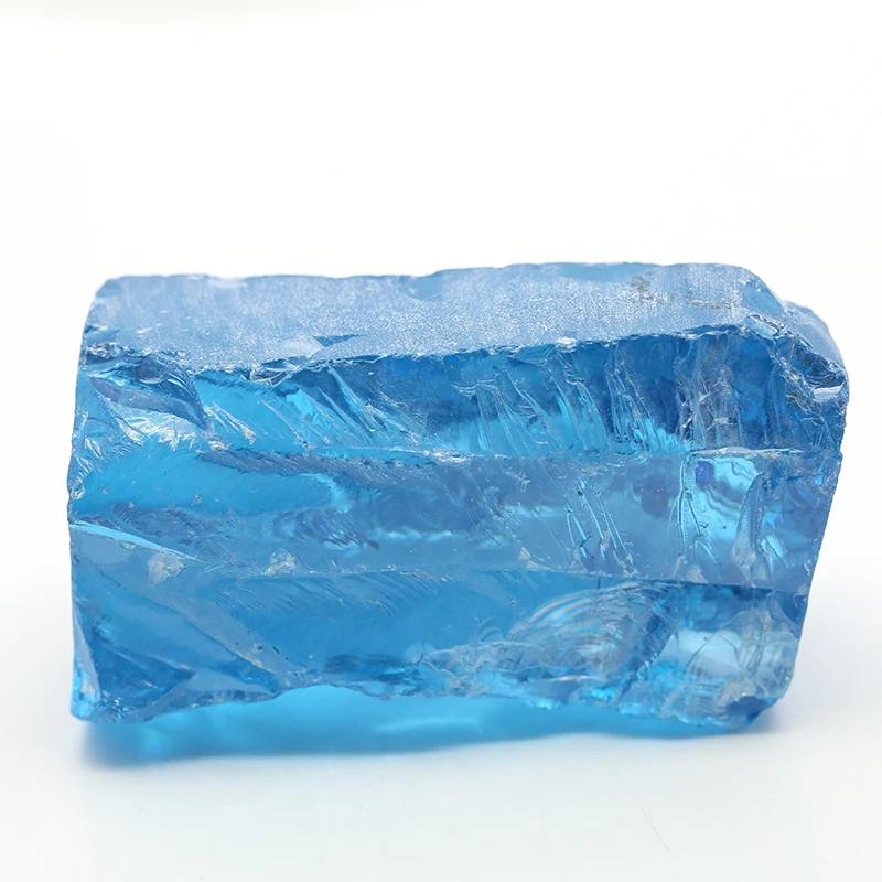 250g/Lot Aquamarine Zirconia Block Raw Material Synthetic CZ Gemstone Rough For Gems Beads