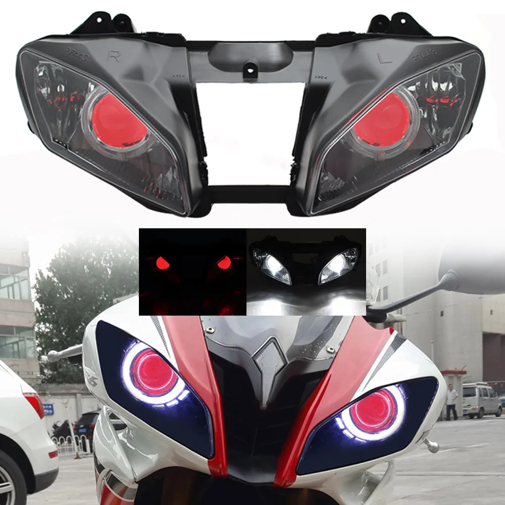 Motorcycle Headlight Custom HID Head Light Projector Headlamp Assembly LED Red Angel Eyes For Yamaha YZF-R6 YZF R6 2008-2015