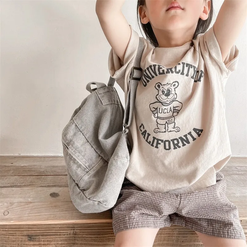 Pure Cotton Kids T-shirt Summer Clothes Short Sleeved Tops Tees Children Costume Fashion Cartoon Boys T Shirts Round Collar