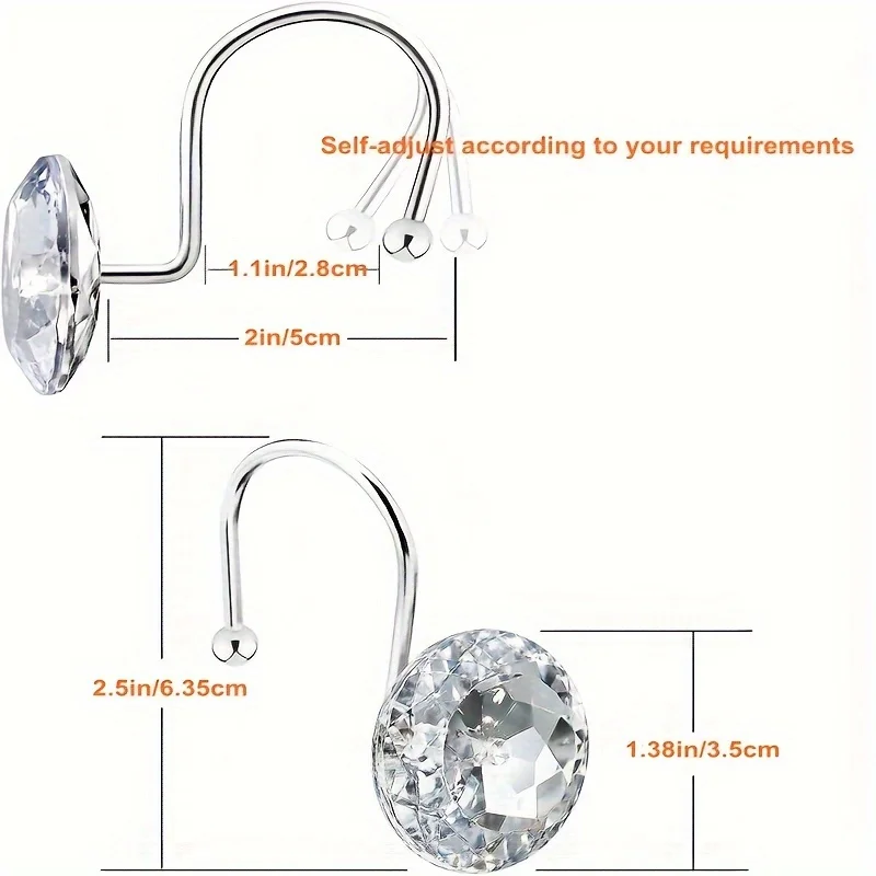 12pcs Creative Fashion Practical Circular Curtain Rod Bathroom Decor Item Clothing Hook Hanging Ring for Garments Towels & Holid