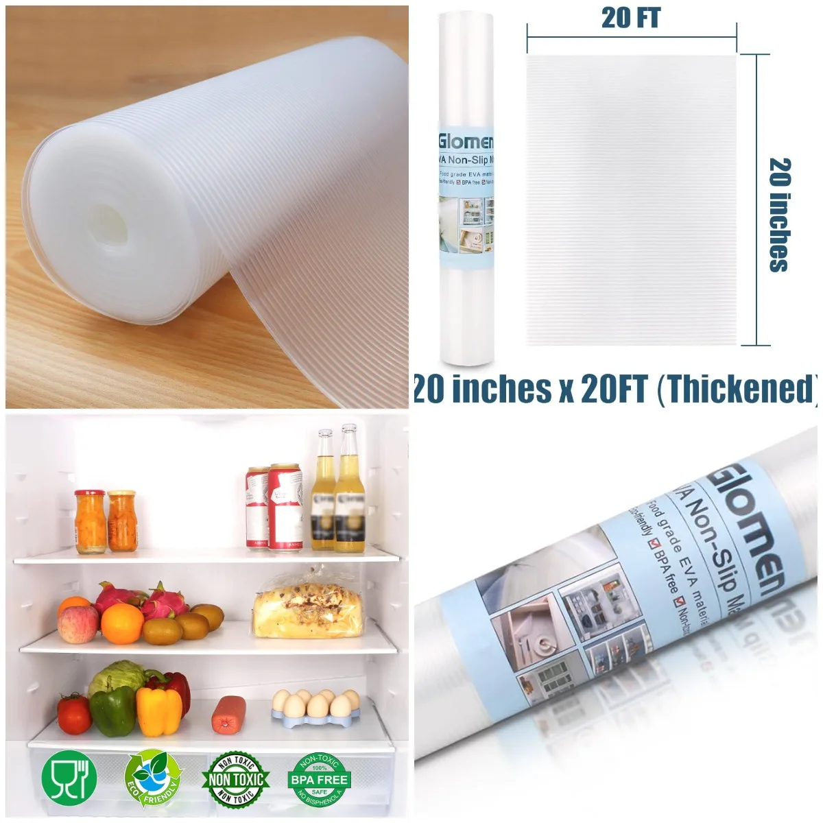 

Shelf Liner, Non-Slip, Washable Oil-Proof, 20x20 FT, for Kitchen Cabinet, Refrigerator, Shelves, Desks