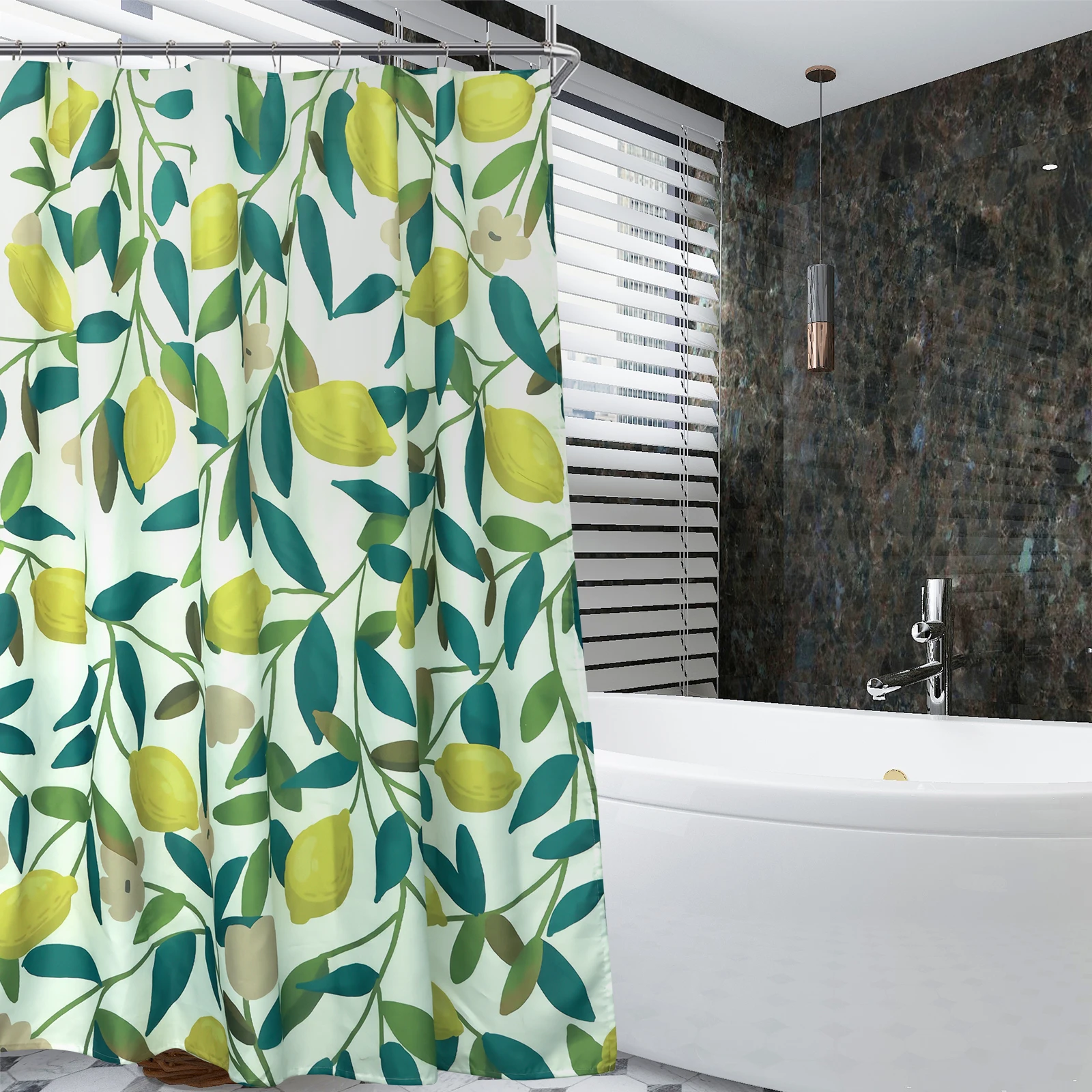 Shower Curtain Waterproof Polyester Bathroom Curtain 71x71 Inch Quick-Drying Shower Curtain Decorative Fruit Pattern Shower