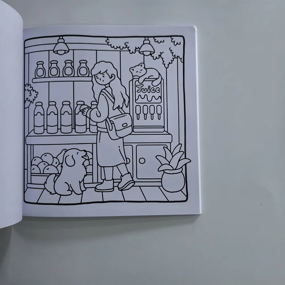 كتاب تلوين بسيط لتخفيف التوتر للفتيات اللطيفة وحيوانات الأليفة، هدية مثالية للحفلات وعيد الميلاد وعيد الميلاد وعيد الميلاد