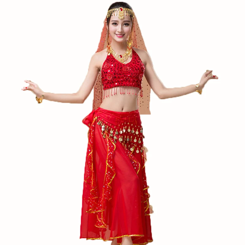 New Belly Dance Halloween Costume Performance Suit Indian Dance Adult Clothes Belly Dance Suit Performance 5-piece Set