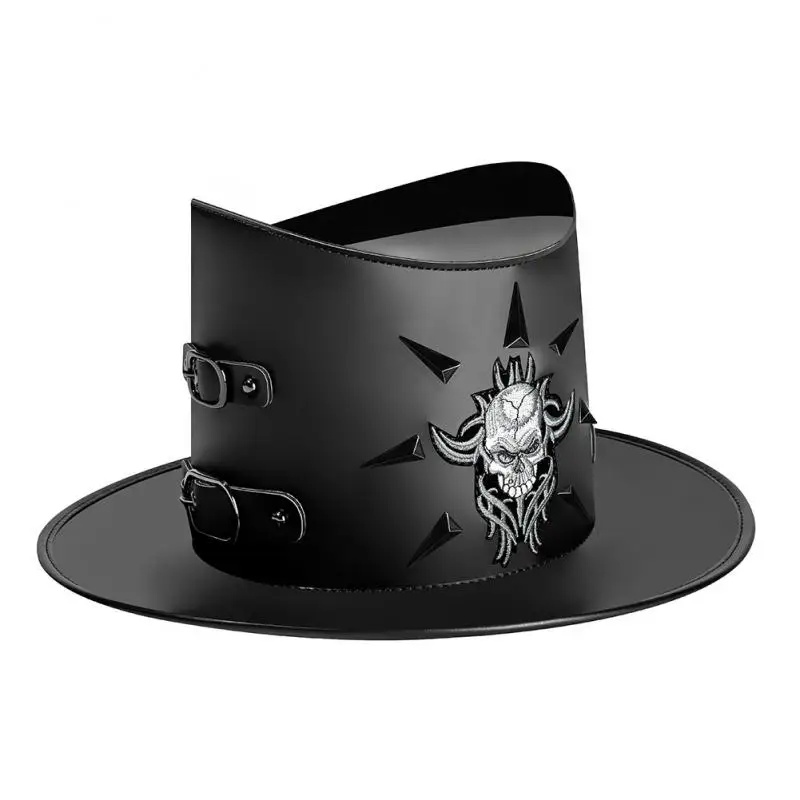 Plague Doctor Hat Punk Gothic Steampunk Top Hat Skull Nail Decor Victorian Gentleman Hat Dark Medieval Costume Halloween Cos