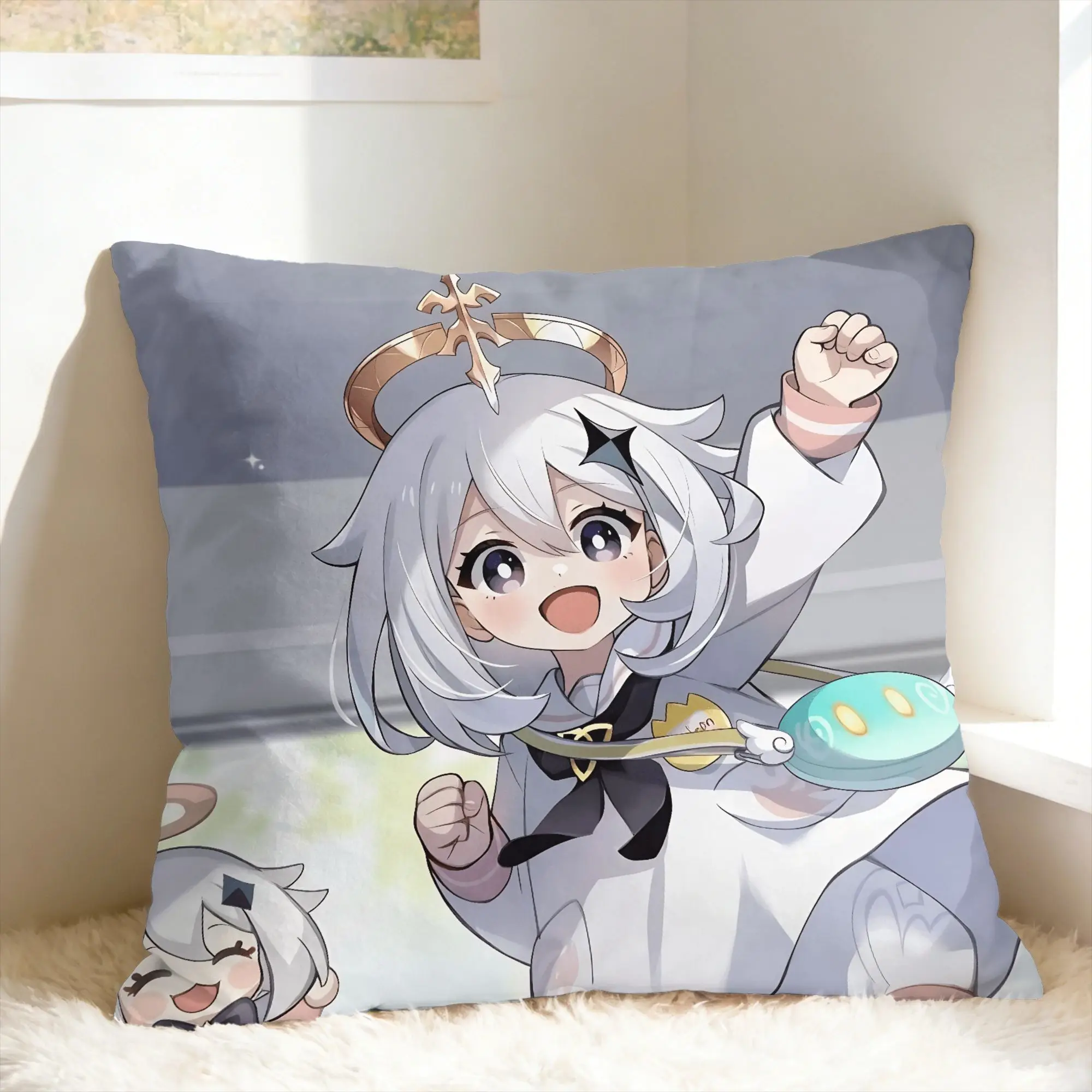Anime Game G-Genshin Impact Pillow Cover  Vintage Pillow Case For Living Room Bed Chair Graphic Pillowcases Birthday Present