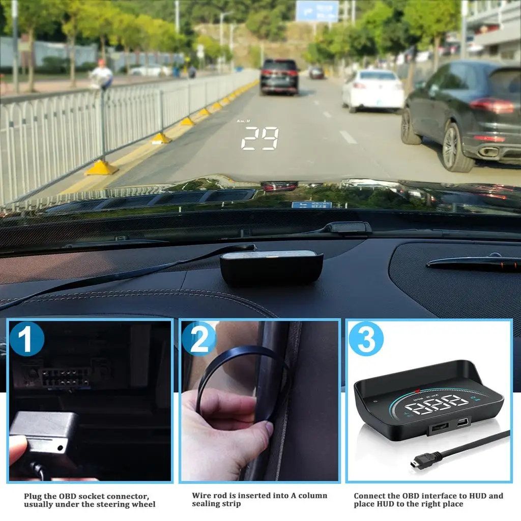 Computer Speedometer Wind Digital Dashboard Universal Car Speed Indicator OBD2 HUD Projector for Driving Safety