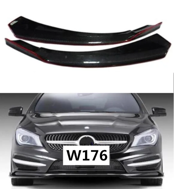 Real Carbon Fiber Car Front Bumper Lip Spoiler Splitters Side Aprons BENZ W176 A180 A200 A250 A260 A45 A-Class 2013-2019