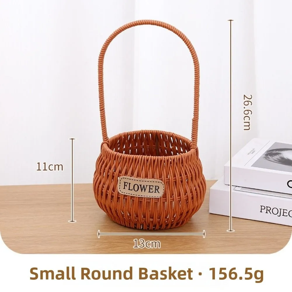 with Handle Imitation Rattan Storage Baskets Household Handwoven Home Decoration Braid Basket 8 Styles Handhold Weaving Basket