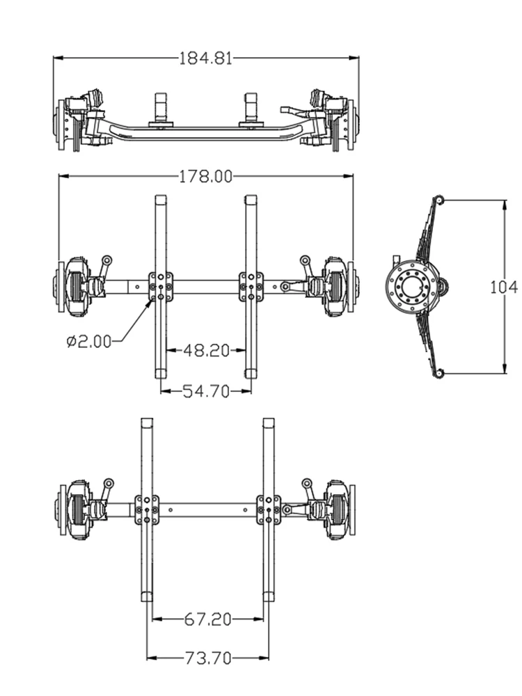 1/14 Scale RC Truck Metal Non-powered Front Axle Non-Driven Axle For Tamiya 1/14 RC Dump Tractor Truck Tipper Parts Accessories