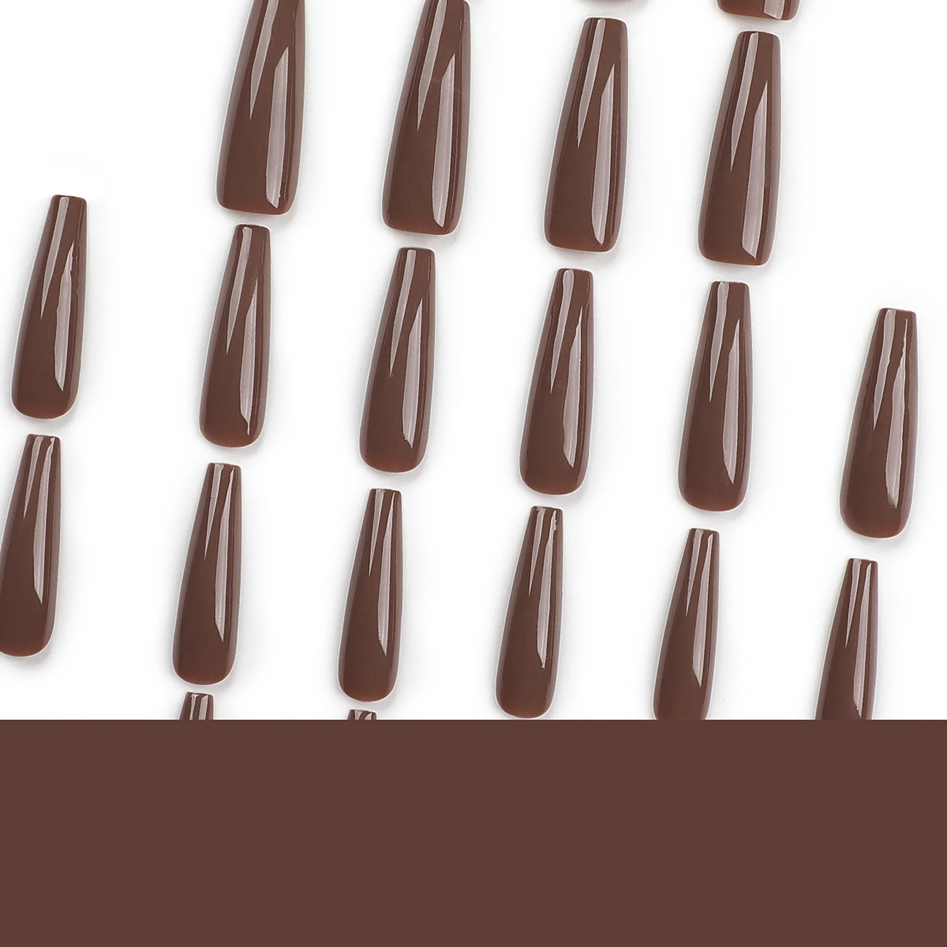 24Pcs Ultra long ballet False Nail Autumn and winter temperament coffee color Wearable Manicure Press ON Nails Solid