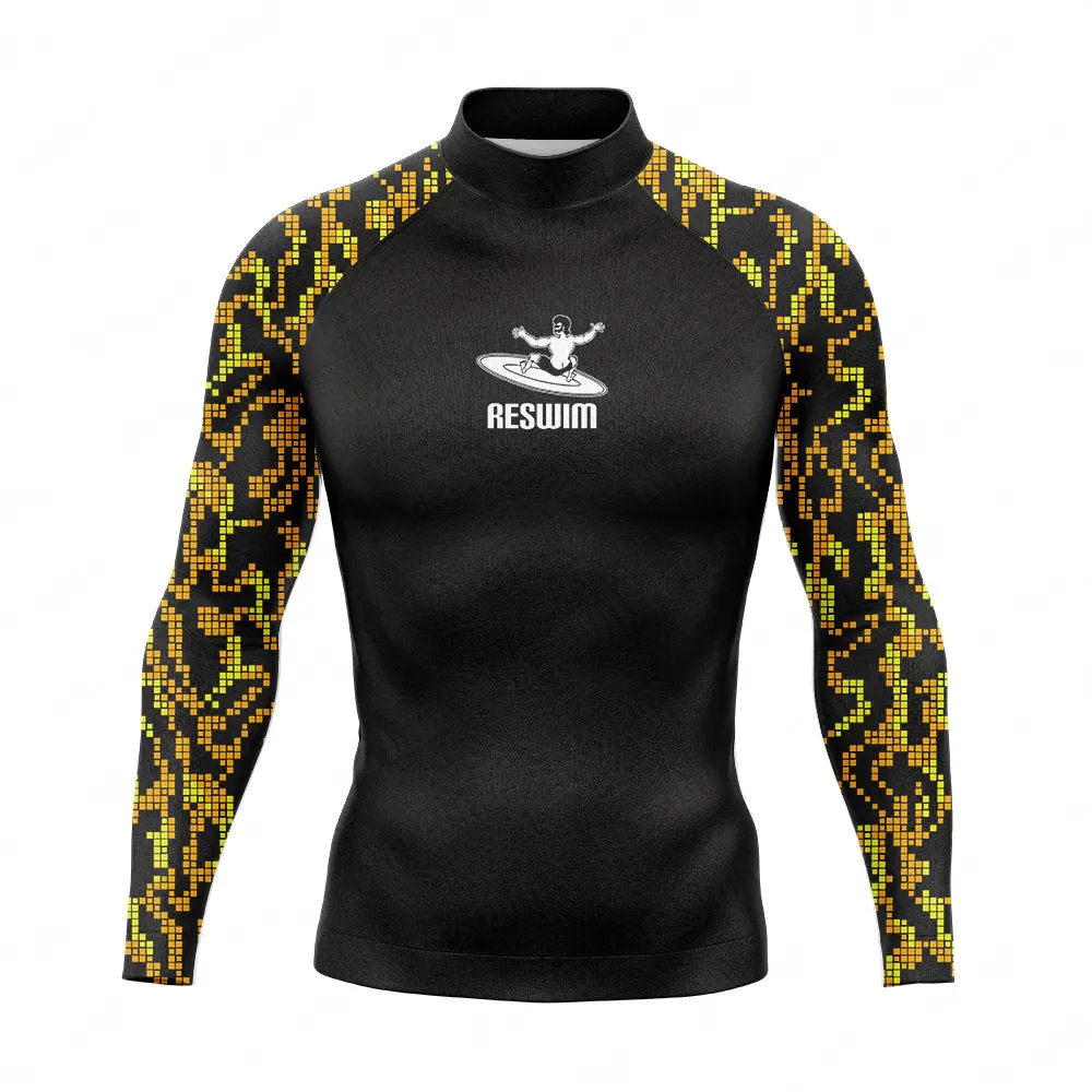 Męskie stroje kąpielowe do surfingu Rash Guard z długim rękawem Kombinezon do surfingu Ochrona przed promieniowaniem UV Podstawowa skóra Nurkowanie