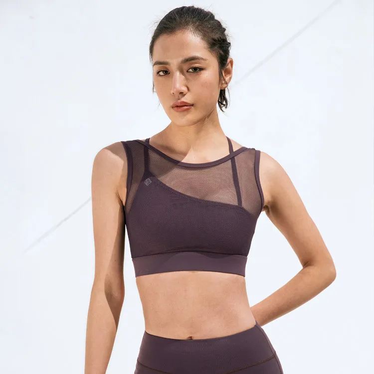 Gilet in rete trapezoidale ad alta resistenza canottiere intimo Fitness Yoga 2024 canottiere da palestra per pendolarismo da Jogging ad alta elasticità da donna