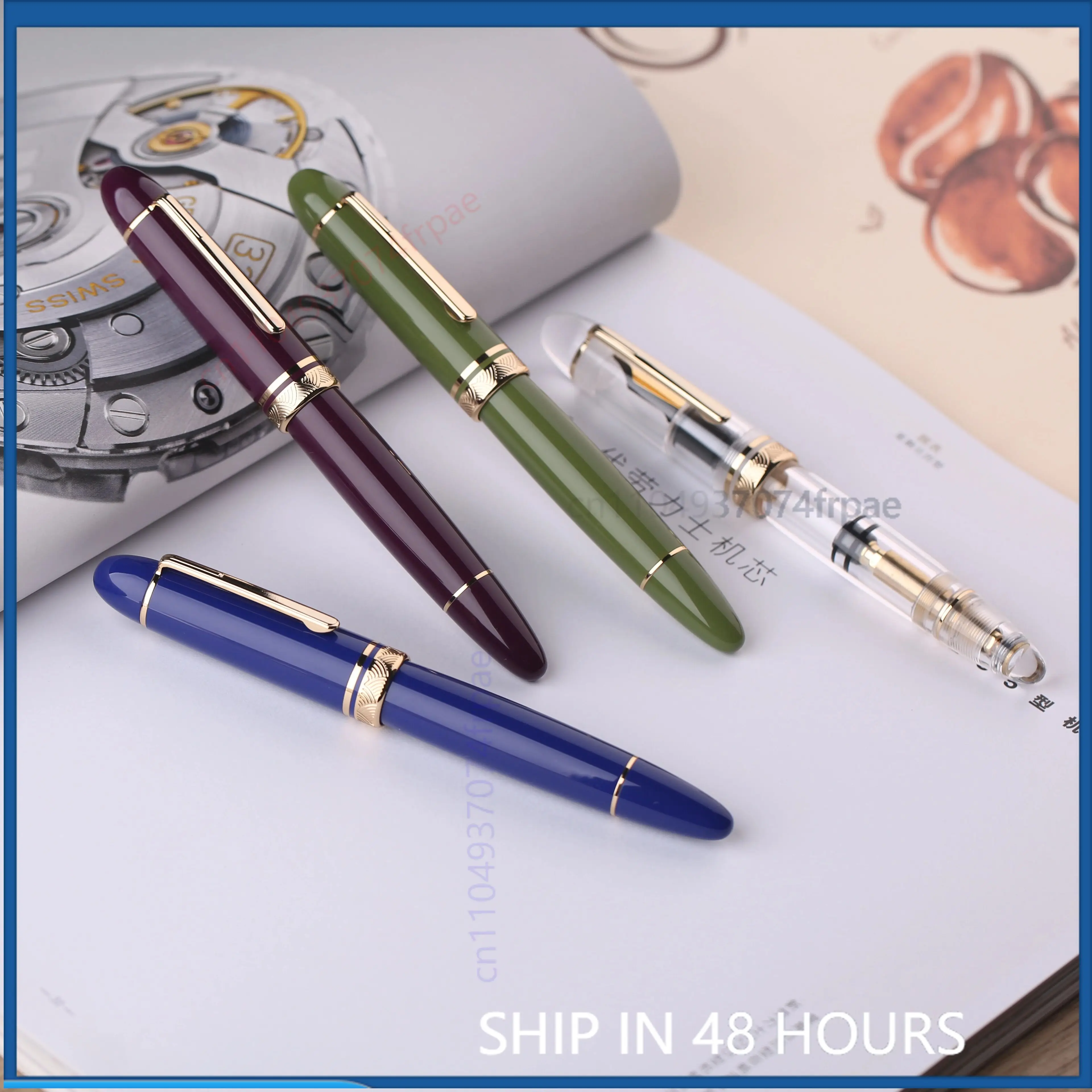 For MOONMAN P140 Size 8 #40 Fountain Pen Small Z Polished Nib Brass Piston Large Clear Demonstrator Barrel(only for debugging)