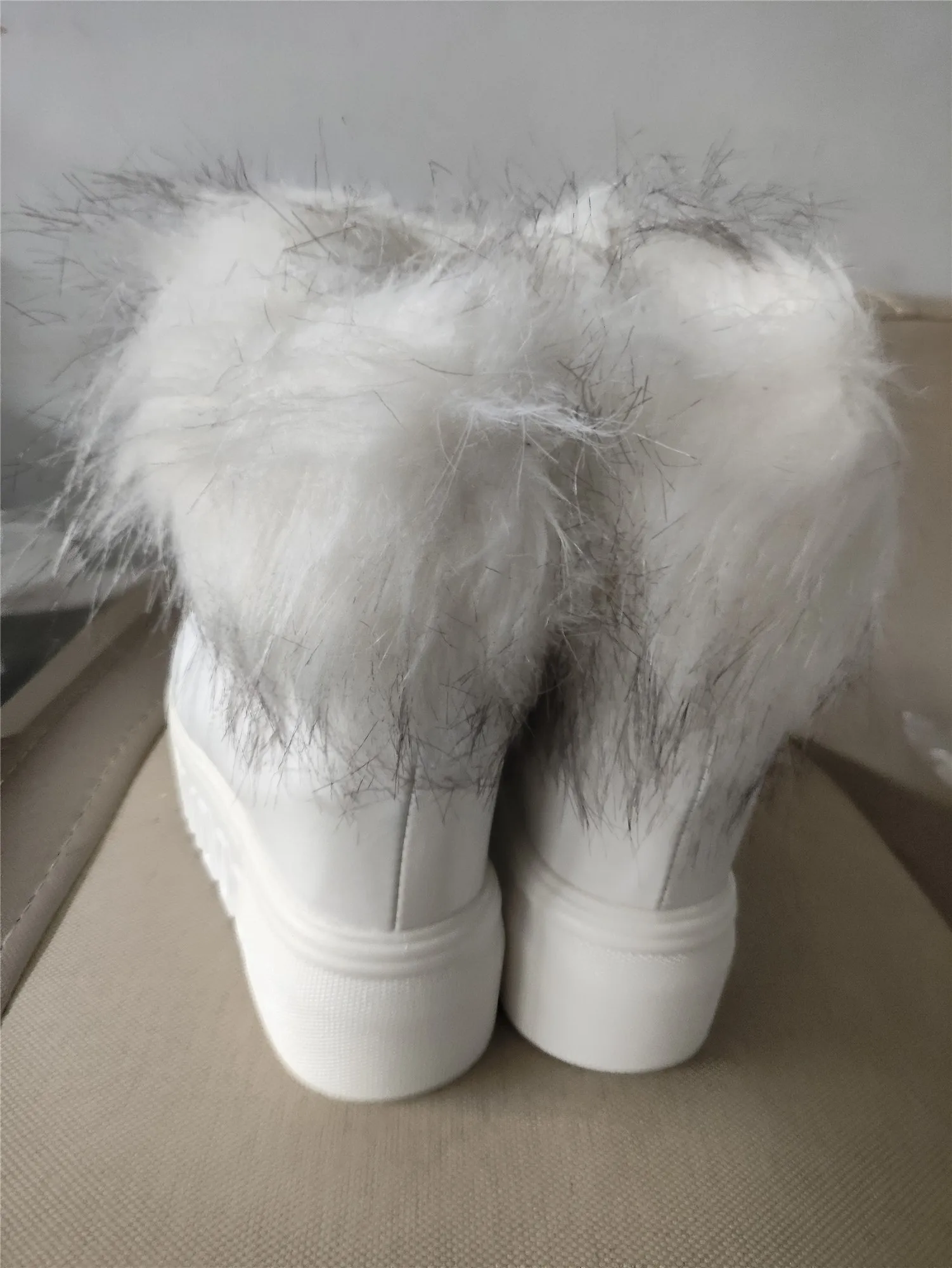 Winter Woman Warm Fur Sneakers Platform Snow Boots Female Causal Height Increasing Shoes Ankle Boots For Women Botas Mujer White