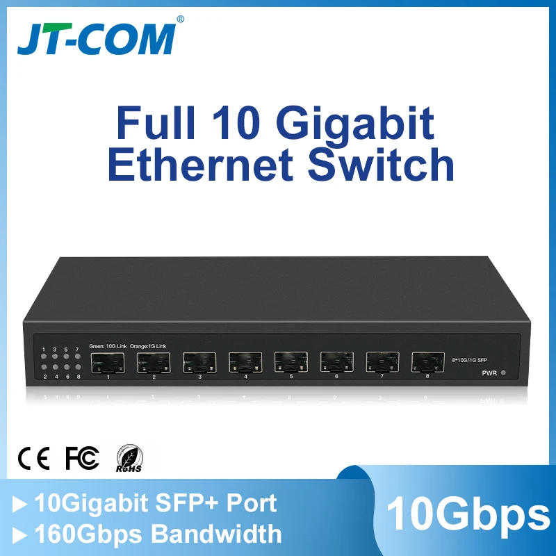 

JT-COM 8 * 10G SFP+ Switch Desktop Unmanaged Ethernet Network Switch