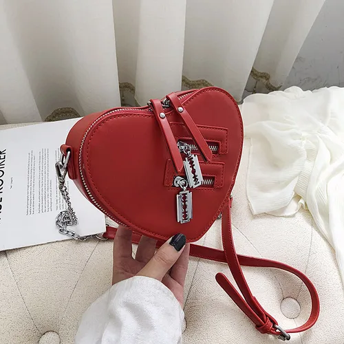 Bolso de diseñador de lujo, bolsos de hombro con forma de corazón de amor para mujer, bolsos y bolsos de cuero de alta calidad, bolso cruzado con cadena a la moda