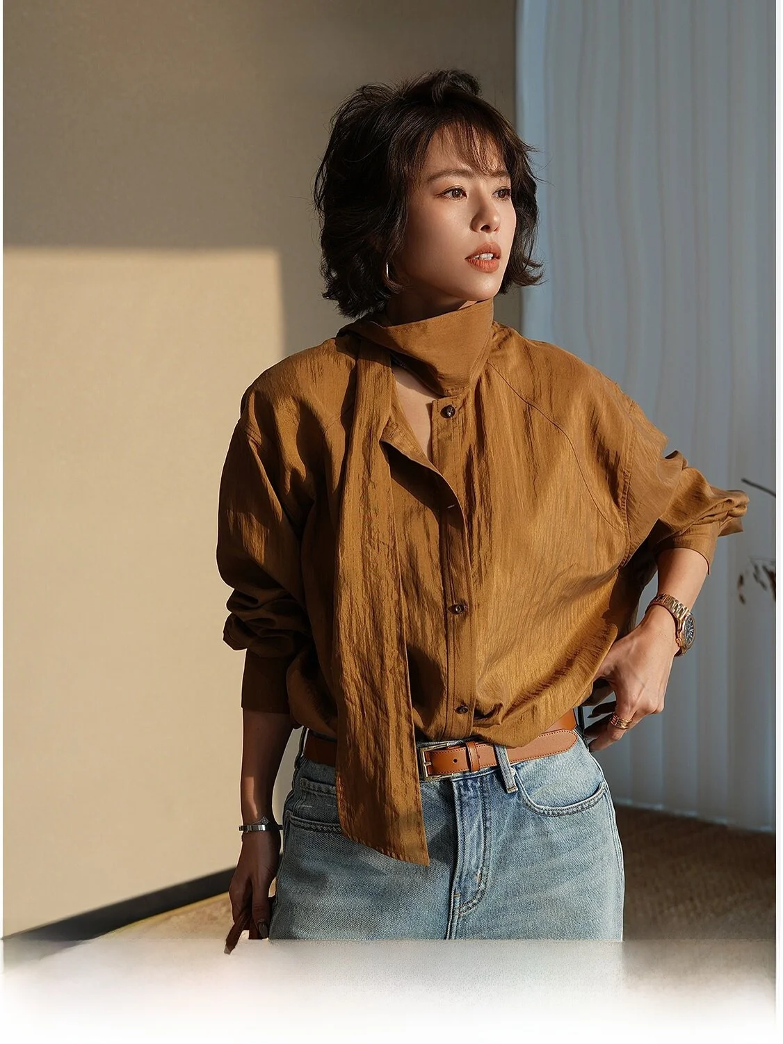 

WDiva Minimalist Style Sleeveless Silk Shirt Thin Outerwear with Sash round Neck Daily Wear for Young Women Chinese Brand