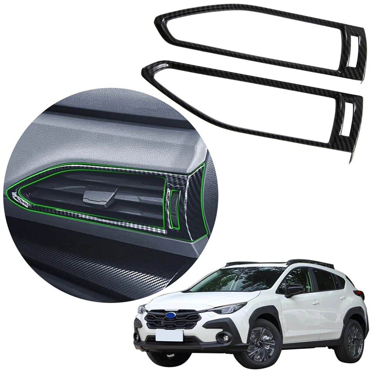 For Subaru Crosstrek 2023 2024 Car Side Air Conditioning Vent Outlet Trim Frame Cover Trim Accessories ABS Carbon Fiber