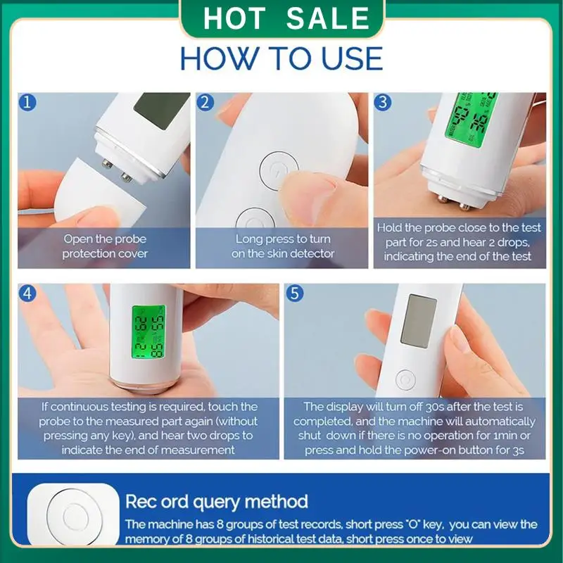 24-uurs levering 2X huidtester Gezichtshuidvocht en oliegehalte Huidanalysator Huidwater Wang Elastische huid Leeftijdtestmeter