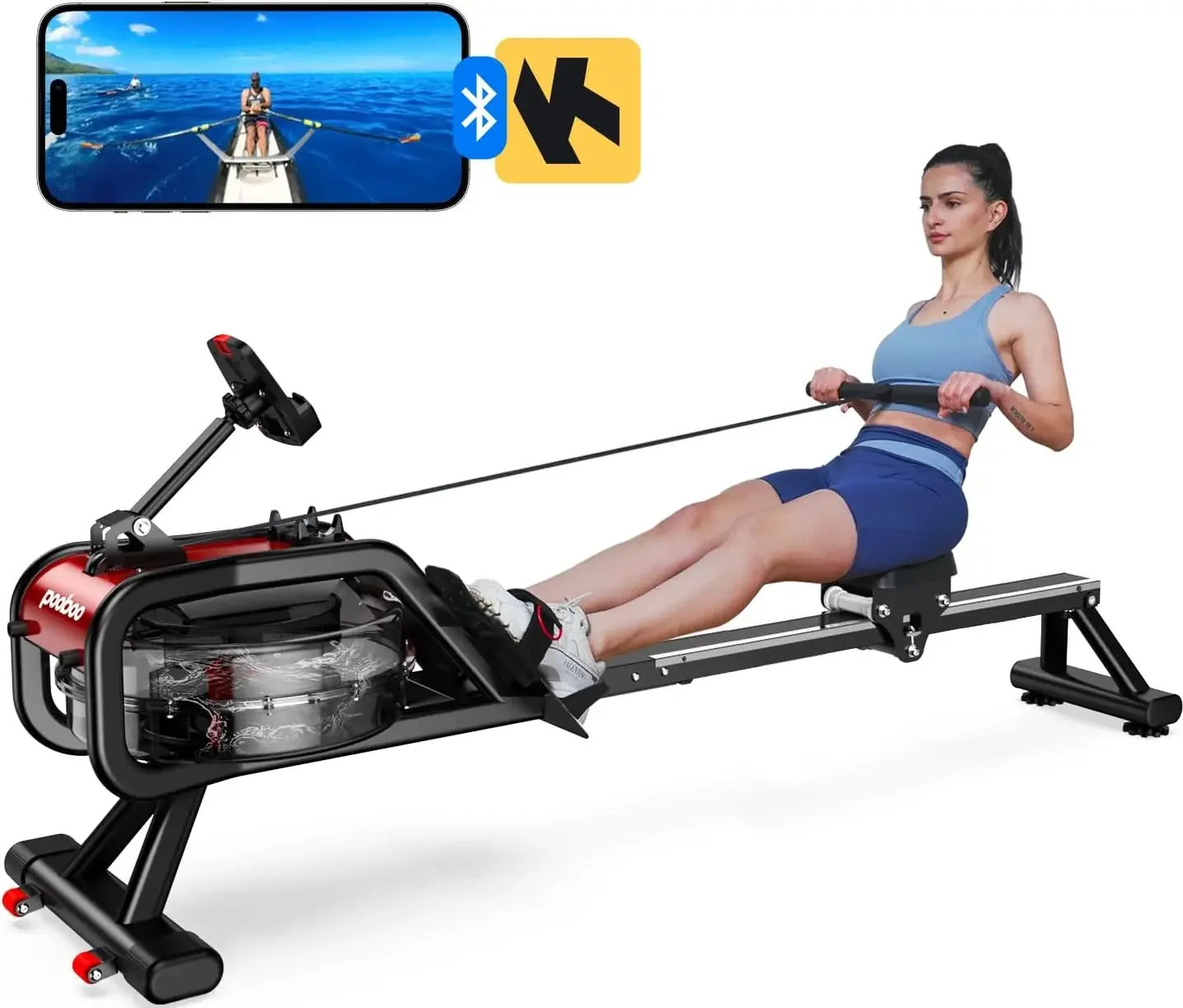 rowing machine, Max 350 LBS Magnetic Rower with LCD Monitor, Tablet Holder, Upgraded Rowing machines for home use