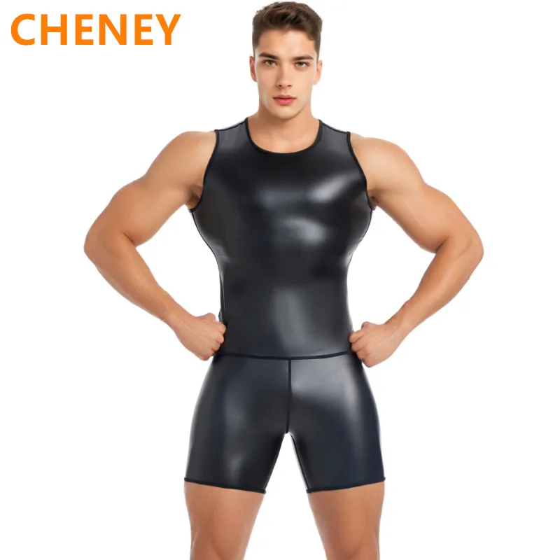 

Men Faux Leather Vest Undershirt Tank Top Sleeveless Shirt Waistcoats Body Shapers Slim Underwear Waist trainer Corsets