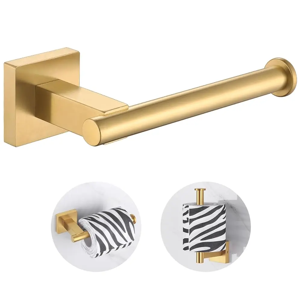 

Brushed Gold Toilet Paper Holder, SUS 304 Stainless Steel Bathroom Toilet Paper Roll Holder Wall Mount