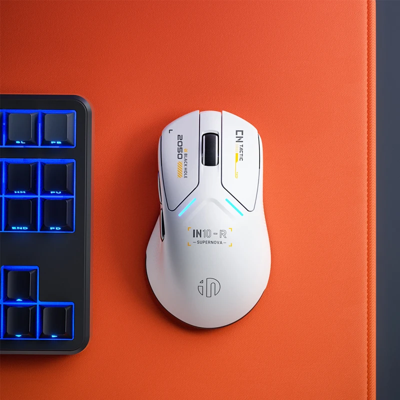 

INPHIC IN10R Lightweight Wireless Gaming Mouse PAW3395 Sensor 8K Rate of Return With Anti Slip Stickers 800mAh Ergonomic Mouse