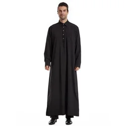 Abaya musulmana para hombre, vestido informal de manga larga con botones, Túnica de caftán árabe de Dubái, Turquía y Arabia islámico, novedad de 2024