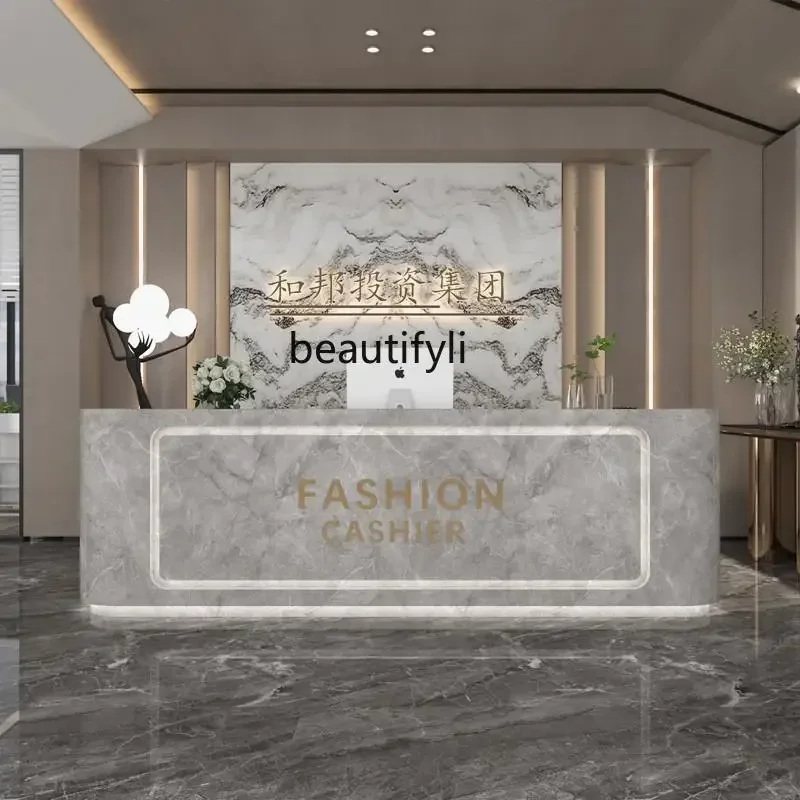 

Simple checkout page Clothing store Front desk Beauty salon Reception desk Imitation marble barAA