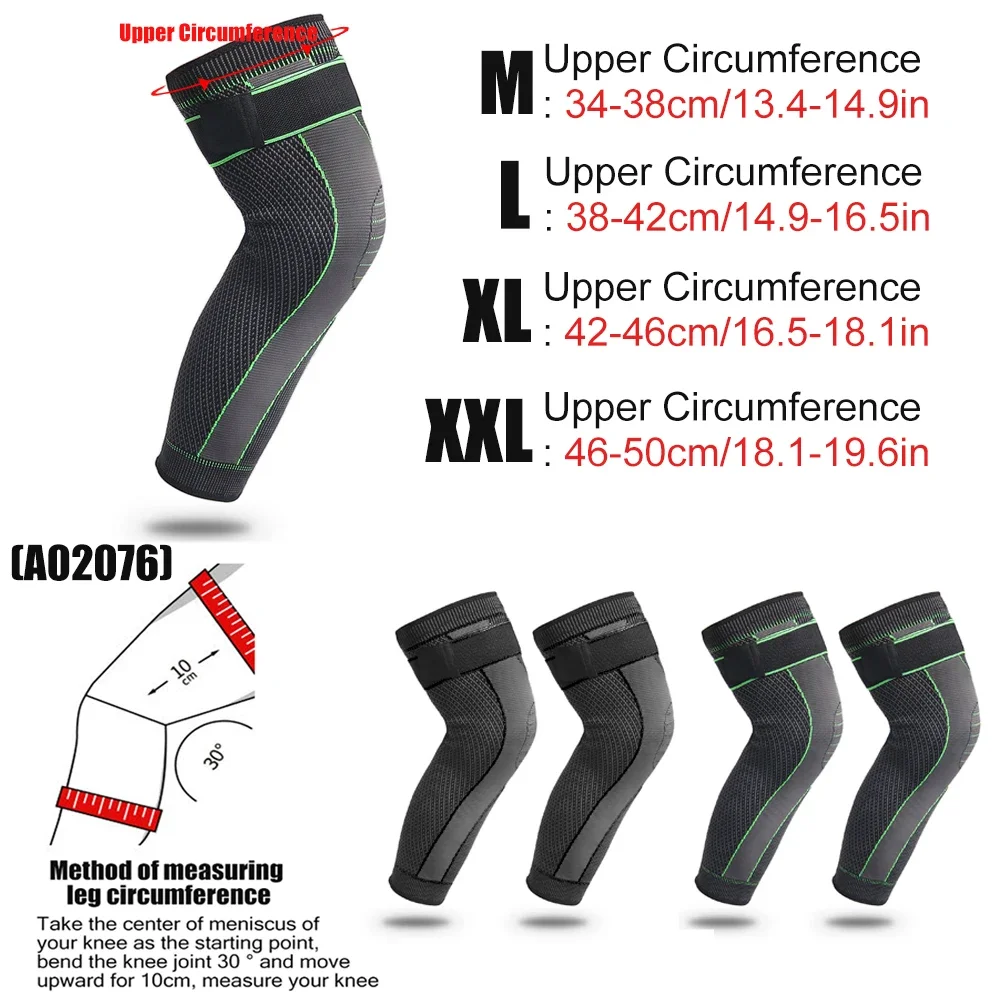 1/2Pcs Full Leg Compression Sleeve with Compression Strap for Women Men Long Leg Sleeve for Running Basketball Football Cycling