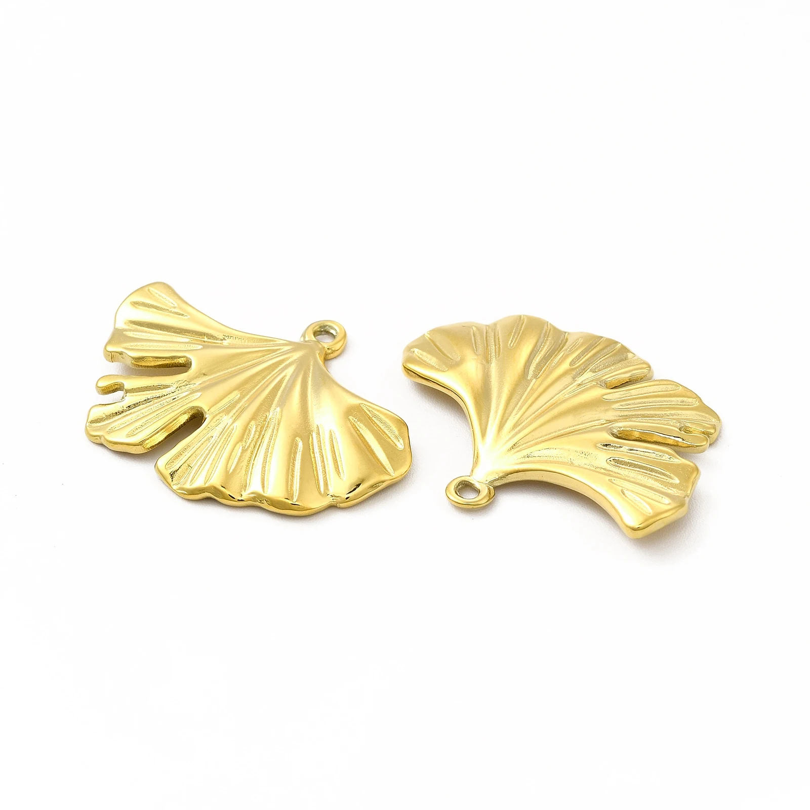 20pcs Ginkgo Leaf Charm 304 Stainless Steel Plant Leaves Pendants For Earring Necklace DIY Jewelry Making Findings 22.5x30x2mm