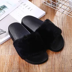 Women's Slippers Fuzzy Soft House Slippers Plush Furry Warm Open Toe Fluffy Breathable Home Shoes
