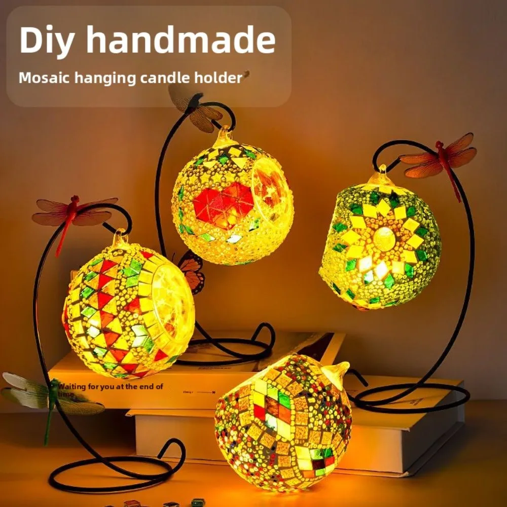 

Handmade DIY Mosaic Candle Holder Kit for Mid Autumn Festival National Day Decoration Kids Craft Activity Set with Glass Tiles