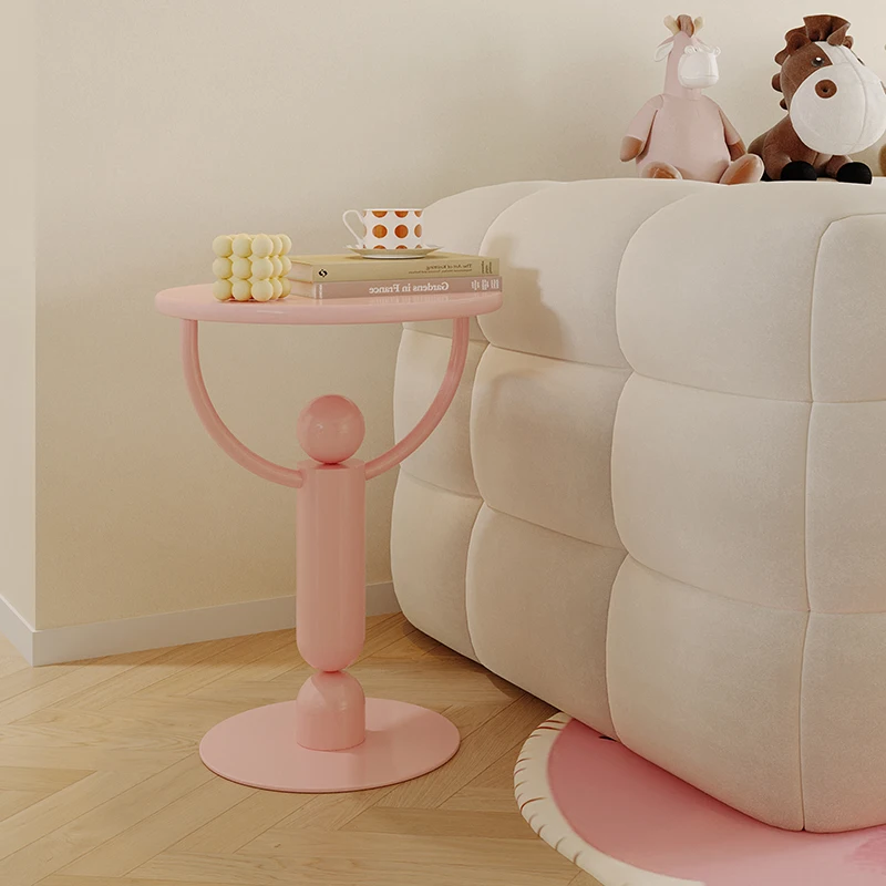 Simple Modern Small Apartment Sofa Iron Side Table Corner Table Light Luxury Creative Small Round Table Home Decoration