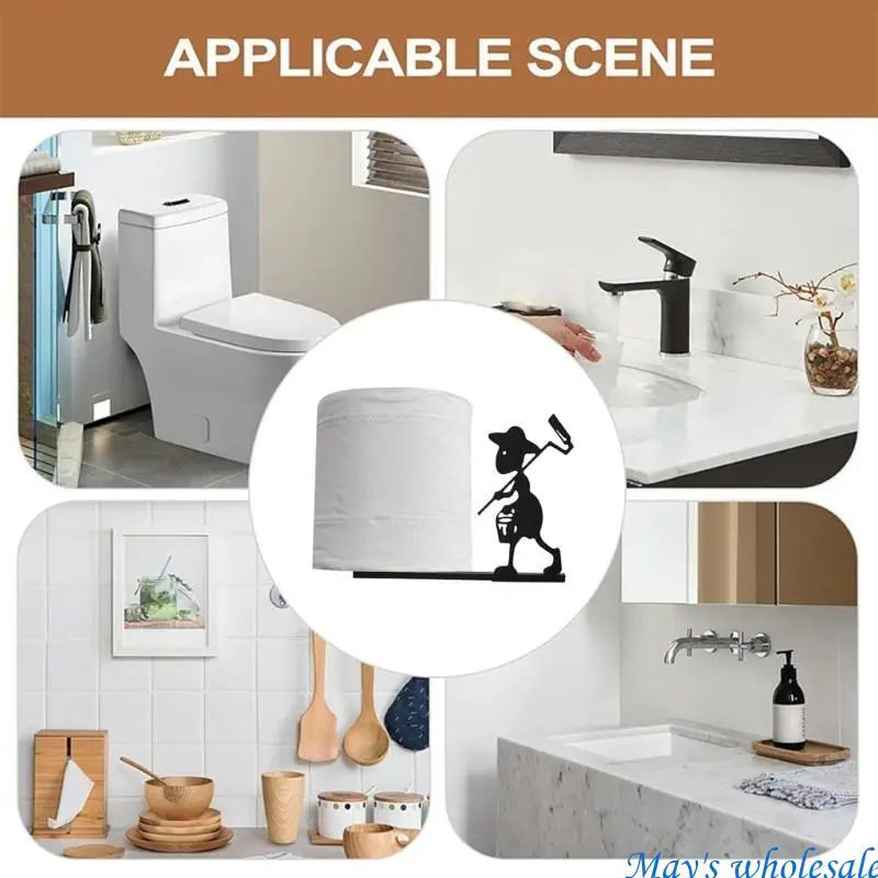 Funny Animal Toilet Paper Holder Decorative Tissue Dispenser for Bathroom, Kitchen, Bedroom, and Living Room Black for 448A