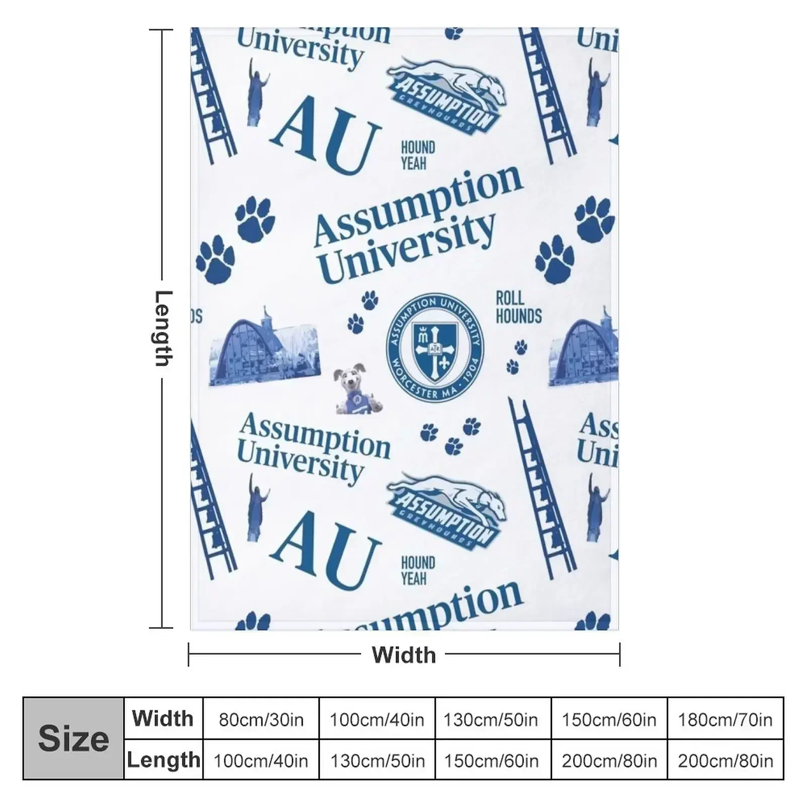 Assumption University Pattern Throw Blanket Heavy Weighted Personalized Gift Multi-Purpose Blankets