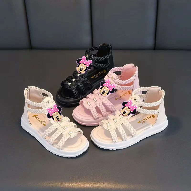 

Повседневная обувь Disney с Микки Маусом, летние тапочки с героями мультфильмов для девочек, пляжная обувь, детская обувь с Минни, детские сандалии