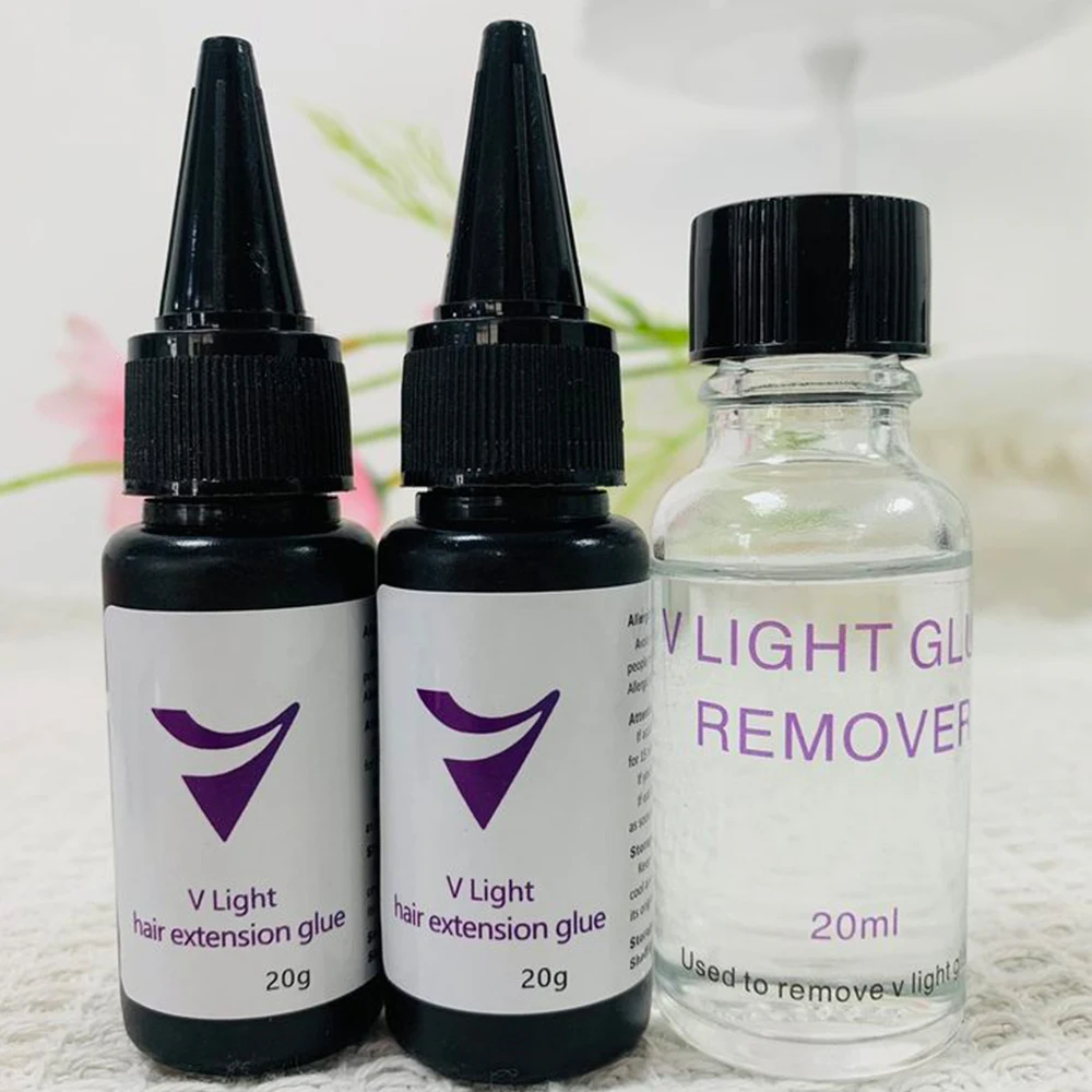 Tecnologia V-Light Colla per parrucche per estensioni dei capelli Colla per estensioni dei capelli V-Light Dispositivo di rimozione delle estensioni adesive 20 g per l'installazione di parrucche
