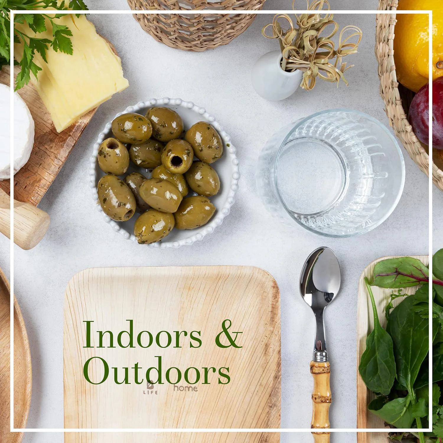 6Inch Palm Leaf Disposable Plate, Live/Homel Pattern Plate, Refined Dessert Snack Fruit Cake Plate, Stackable and Biodegradable Tableware