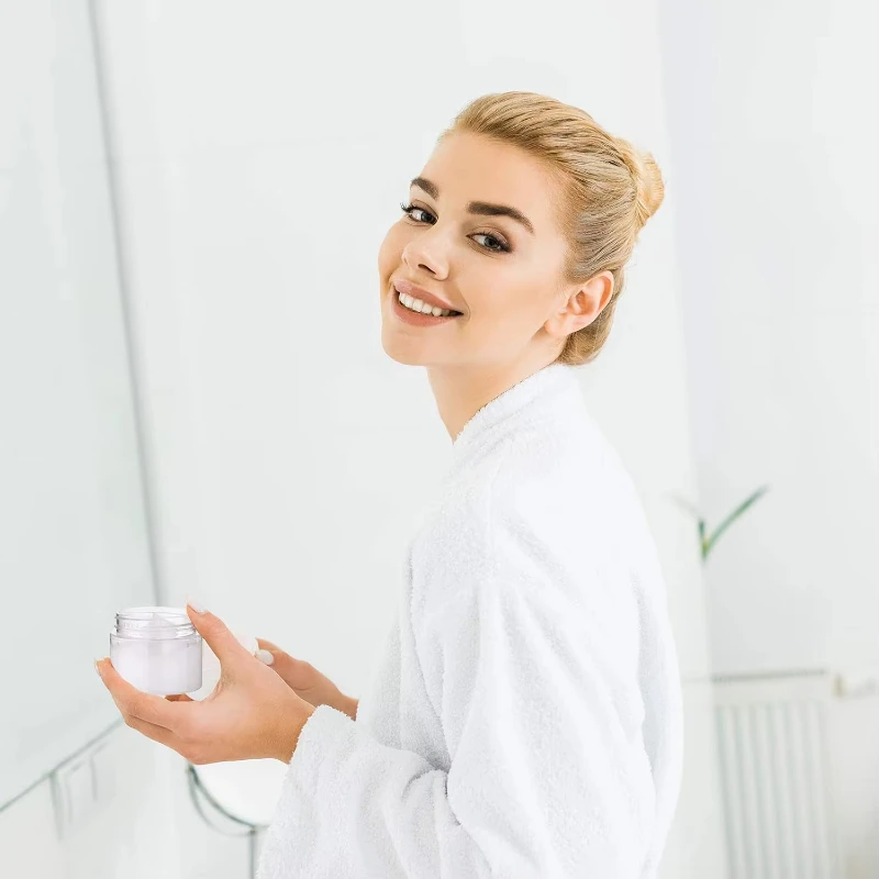 蓋付きプラスチックジャー 8 個パック: 広口、詰め替え可能、漏れ防止、再利用可能、丸型、旅行、化粧品、ドライフード用の空のジャー