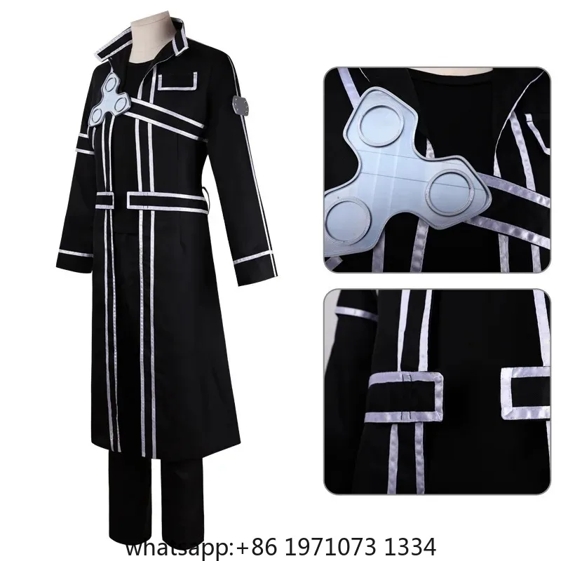 Anime Sword Art Online Costume Kazuto Kirigaya Cosplay Jacket Shirt Pants trench Kirito Uniform Wig Suit Party Outfit for Man