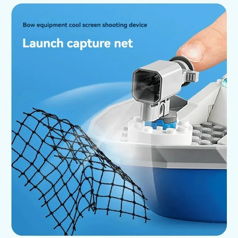 Bouwstenen kinderen City Series Politie Patrouilleboot Schip Assemblage Stad groep politieboot jongen MOC Gift Assembly Toy