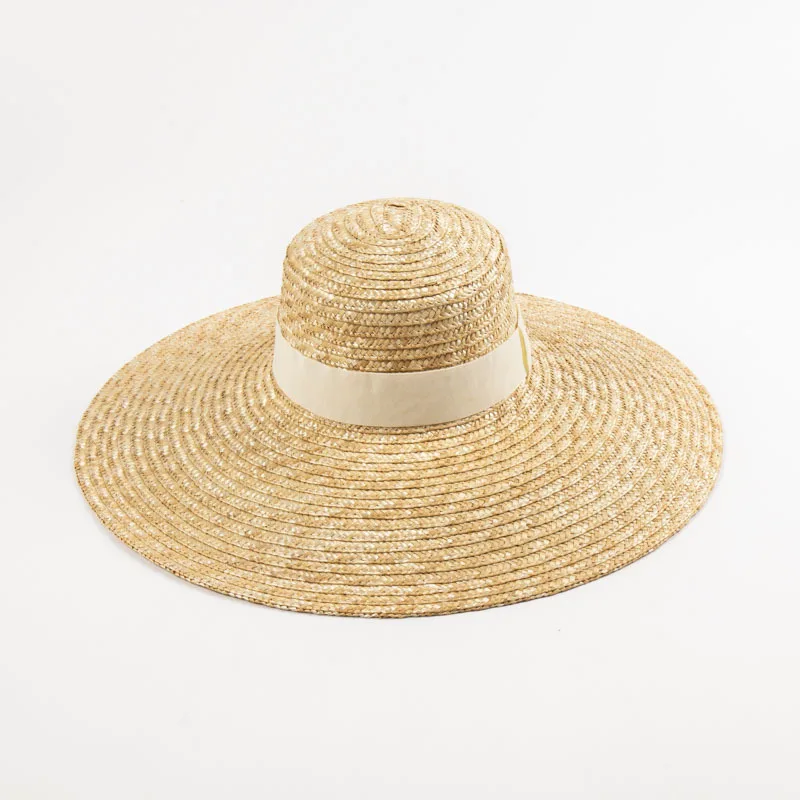 Women's New Wide Brim Wheat Straw Sun Hat Handwoven Vacation Beach Sun Protection Cap EU US