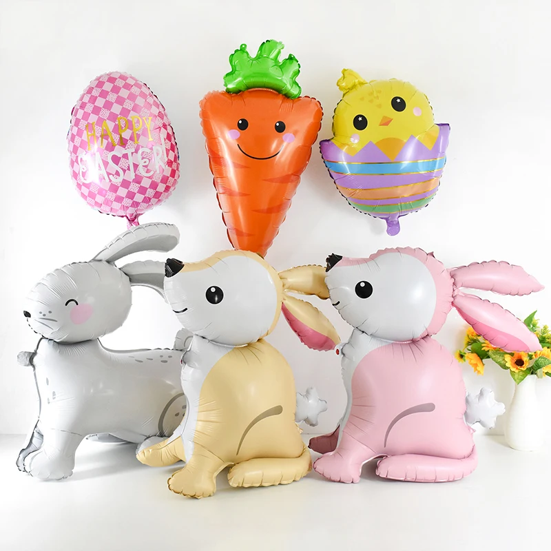 

Easter Rabbit Foil Balloons Cute Bunny Carrot Shaped Balloon Large Inflatable Ball Easter Party Decoration Kids Birthday Favors